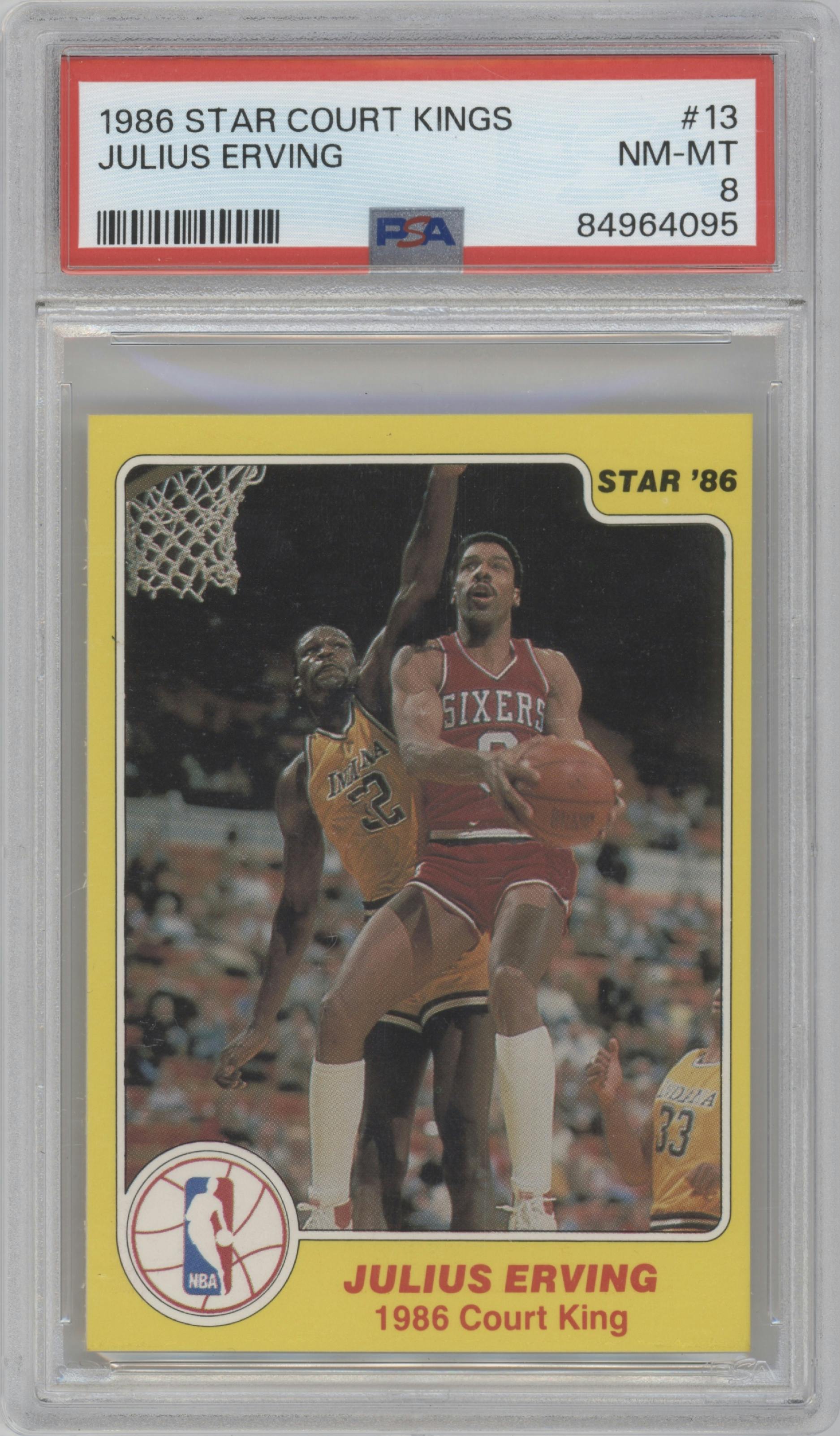 Julius Erving from the 1986 Star Court Kings set graded by PSA and given an overall grade of 8.