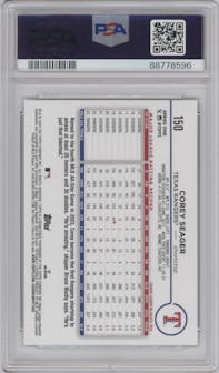 Corey Seager from the 2024 Topps  set graded by PSA and given an overall grade of 9.