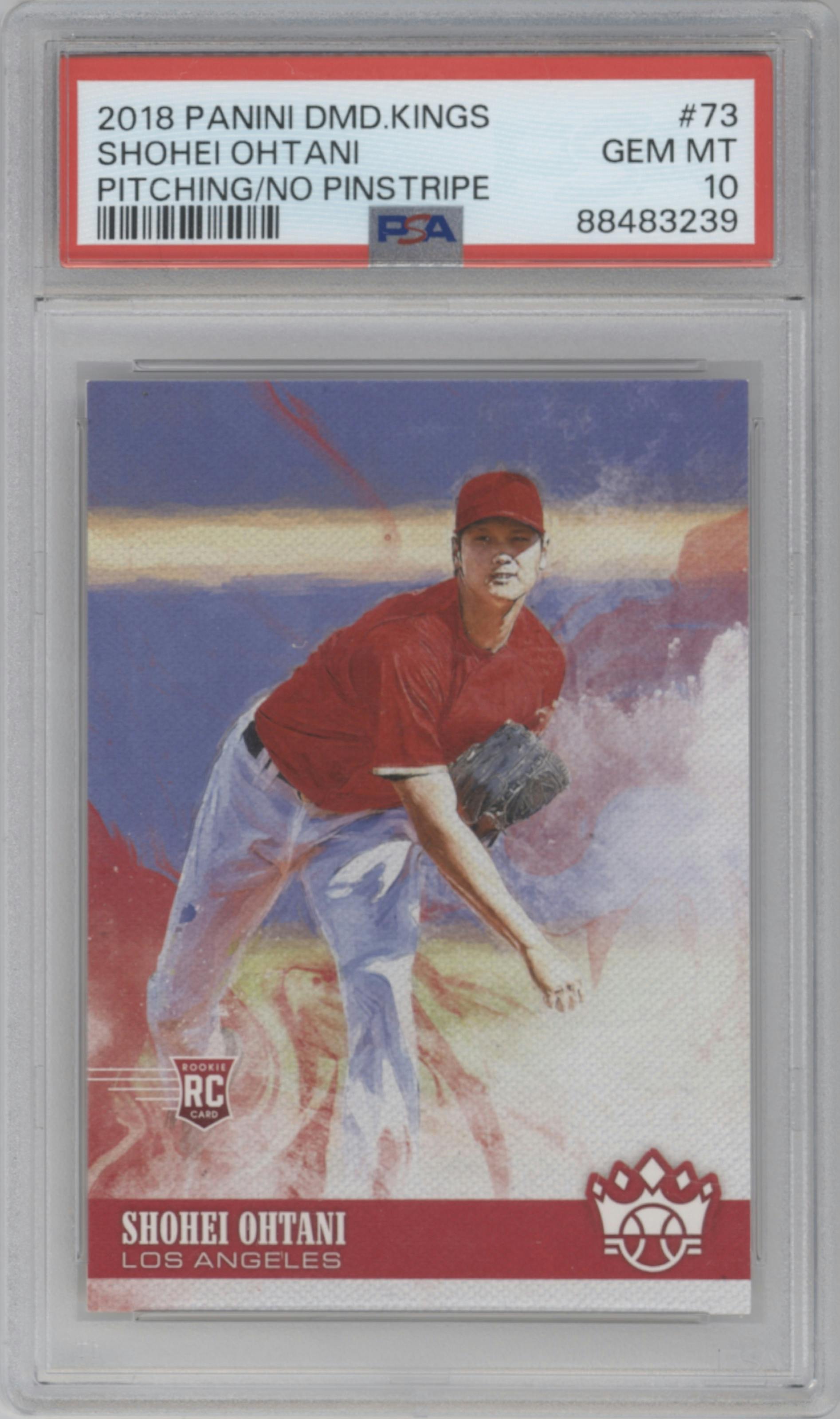 Shohei Ohtani from the 2018 Panini Diamond Kings set graded by PSA and given an overall grade of 10.