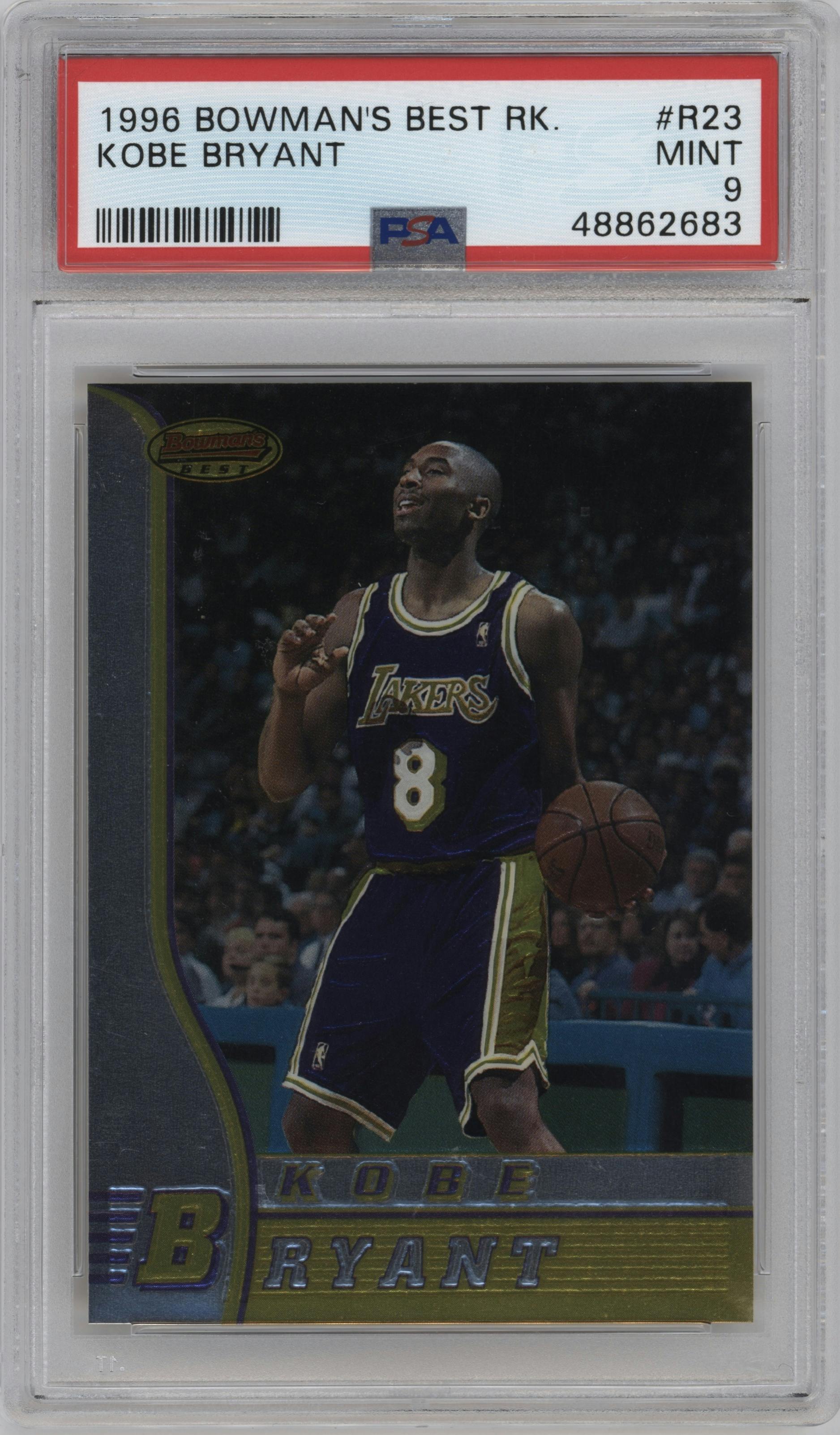 Kobe Bryant from the 1996-97 Bowman’s Best  set graded by PSA and given an overall grade of 9.