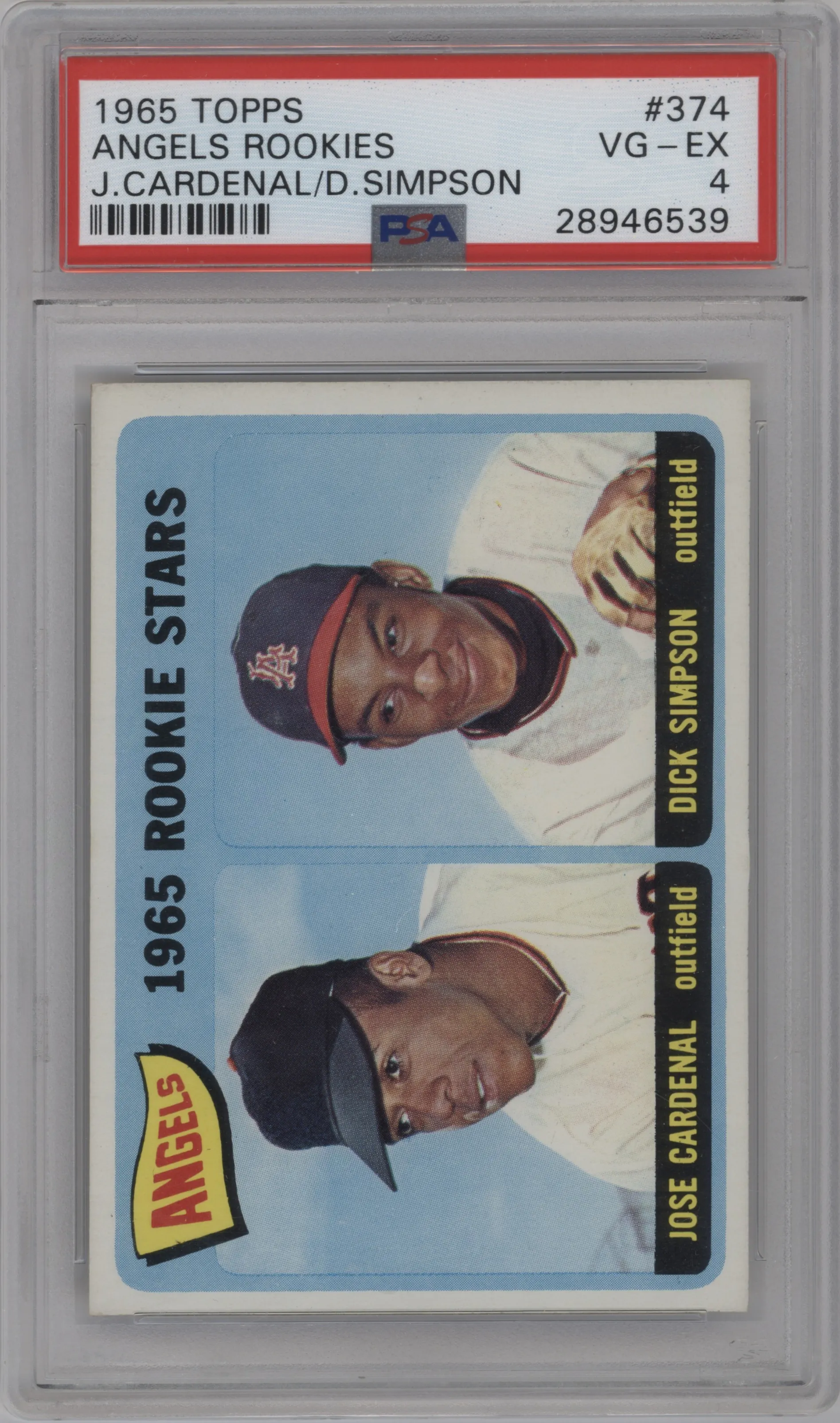 1965 Topps Jose Cardenal/Dick Simpson #374 PSA 4