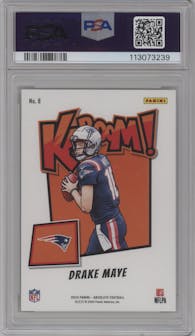 Drake Maye from the 2024 Panini Absolute set graded by PSA and given an overall grade of 10.
