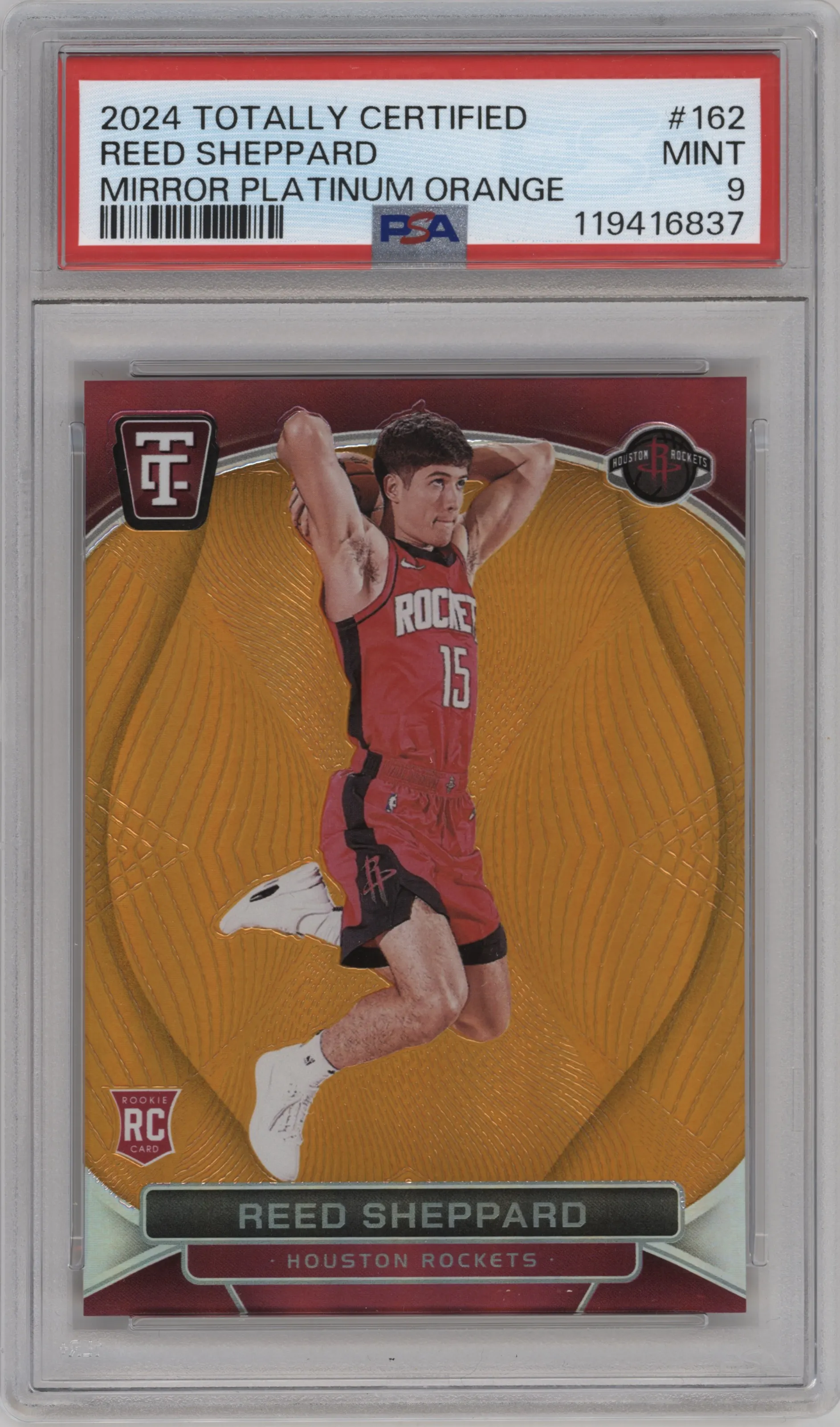 2024 Panini Totally Certified Reed Sheppard Orange Platinum Mirror PSA 9