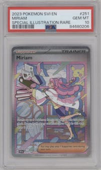 Miriam from the 2023 Pokemon SV set graded by PSA and given an overall grade of 10.