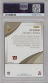 Joe Burrow from the 2021 Panini The National VIP set featuring a Tiger Stripes parallel graded by PSA and given an overall grade of 10.