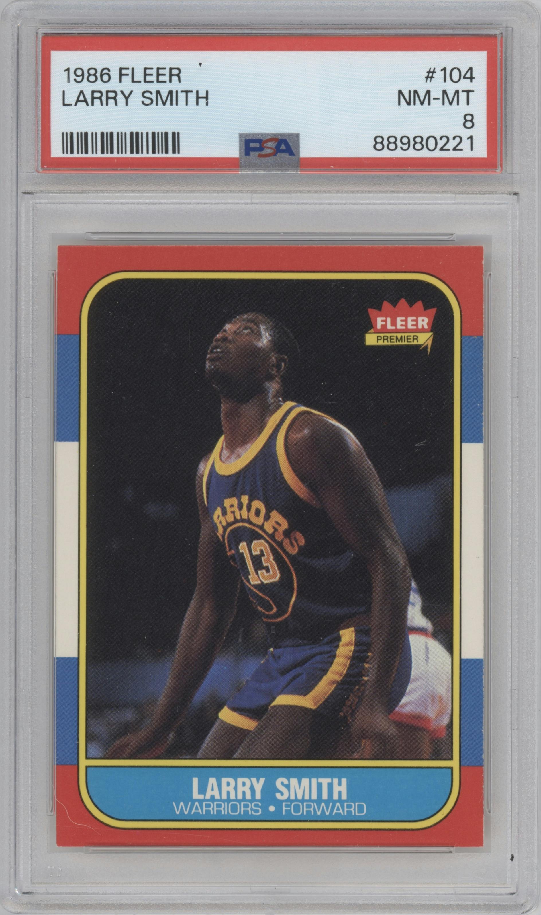 Larry Smith from the 1986-87 Fleer set graded by PSA and given an overall grade of 8.