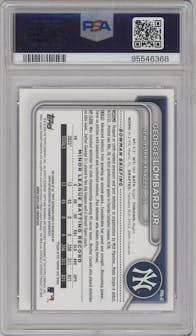 George Lombard Jr. from the 2024 Bowman set graded by PSA and given an overall grade of 10.