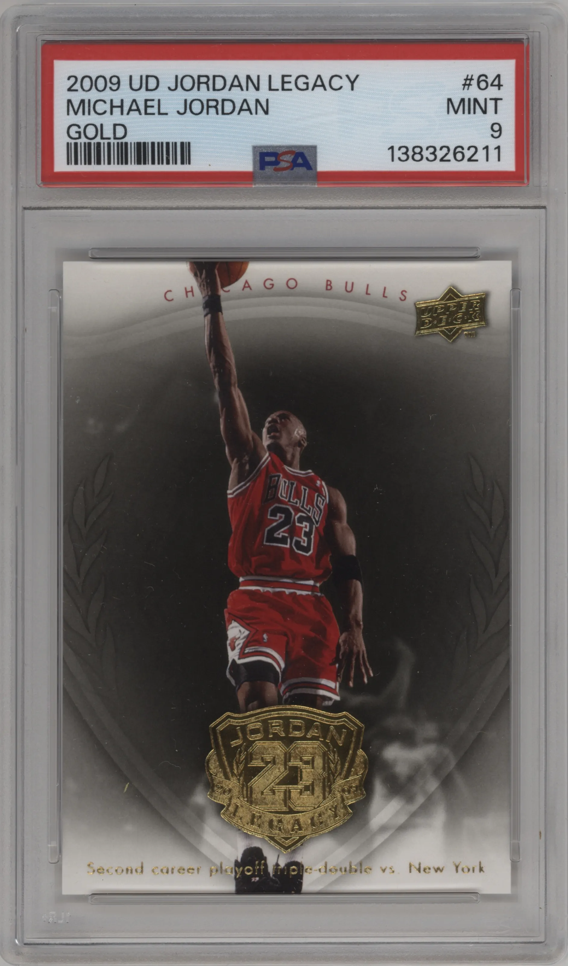 2009 Upper Deck Michael Jordan Legacy Collection Hall of Fame Edition Michael Jordan Gold PSA 9