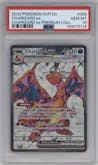 Charizard ex from the 2023 Pokemon SV set featuring a Charizard ex Premium Collection parallel graded by PSA and given an overall grade of 10.