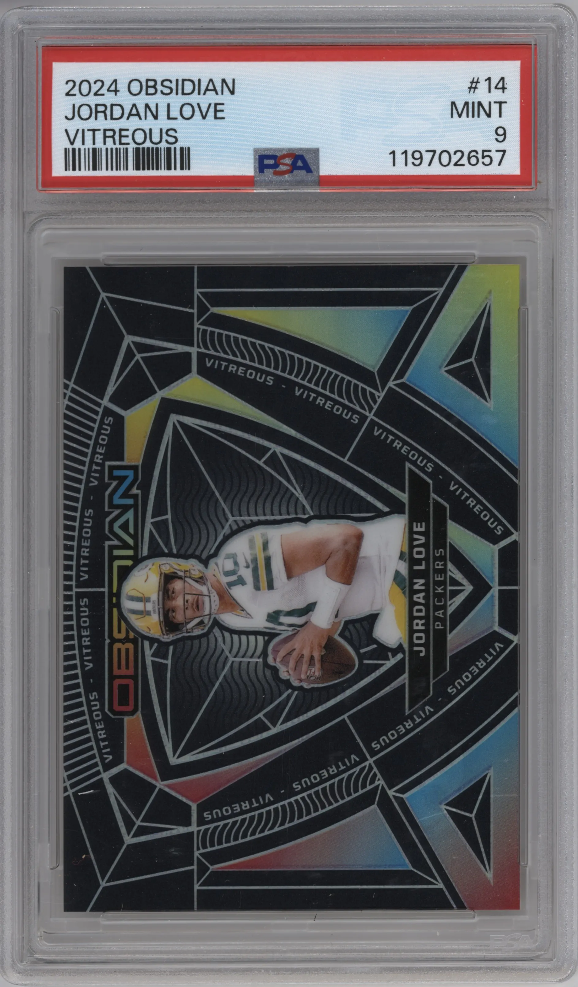 2024 Panini Obsidian Vitreous Jordan Love PSA 9