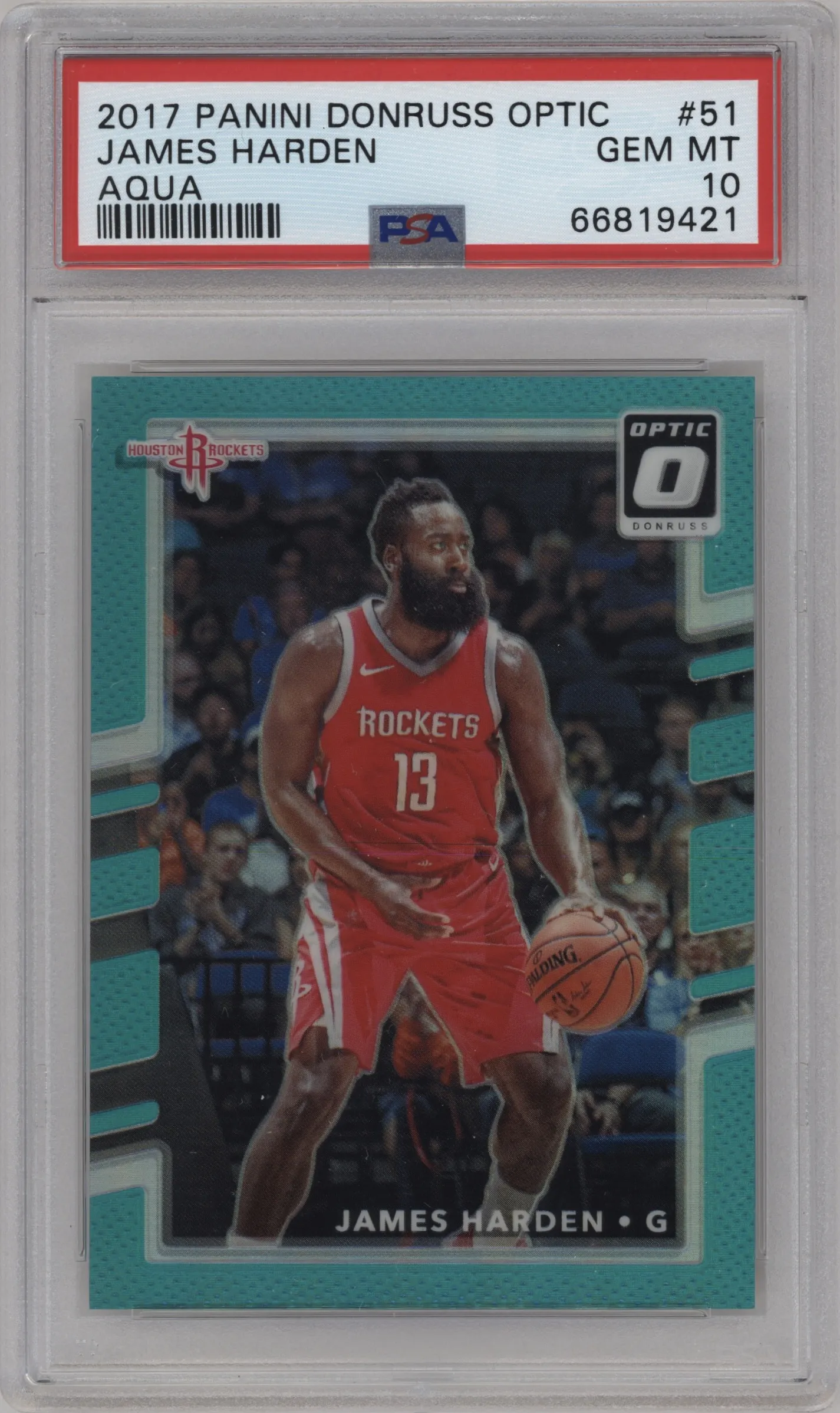 2017 Panini Donruss Optic James Harden Aqua #51 PSA 10