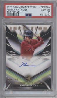 Roman Anthony from the 2023 Bowman Inception set graded by PSA and given an overall grade of 10.