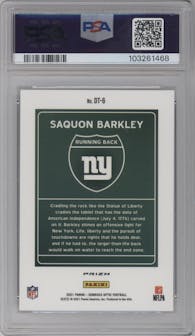 Saquon Barkley from the 2021 Panini Donruss Optic set graded by PSA and given an overall grade of 10.
