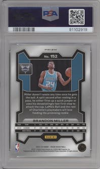 Brandon Miller from the 2023-24 Panini Prizm set featuring a Silver Prizm  parallel graded by PSA and given an overall grade of 9.