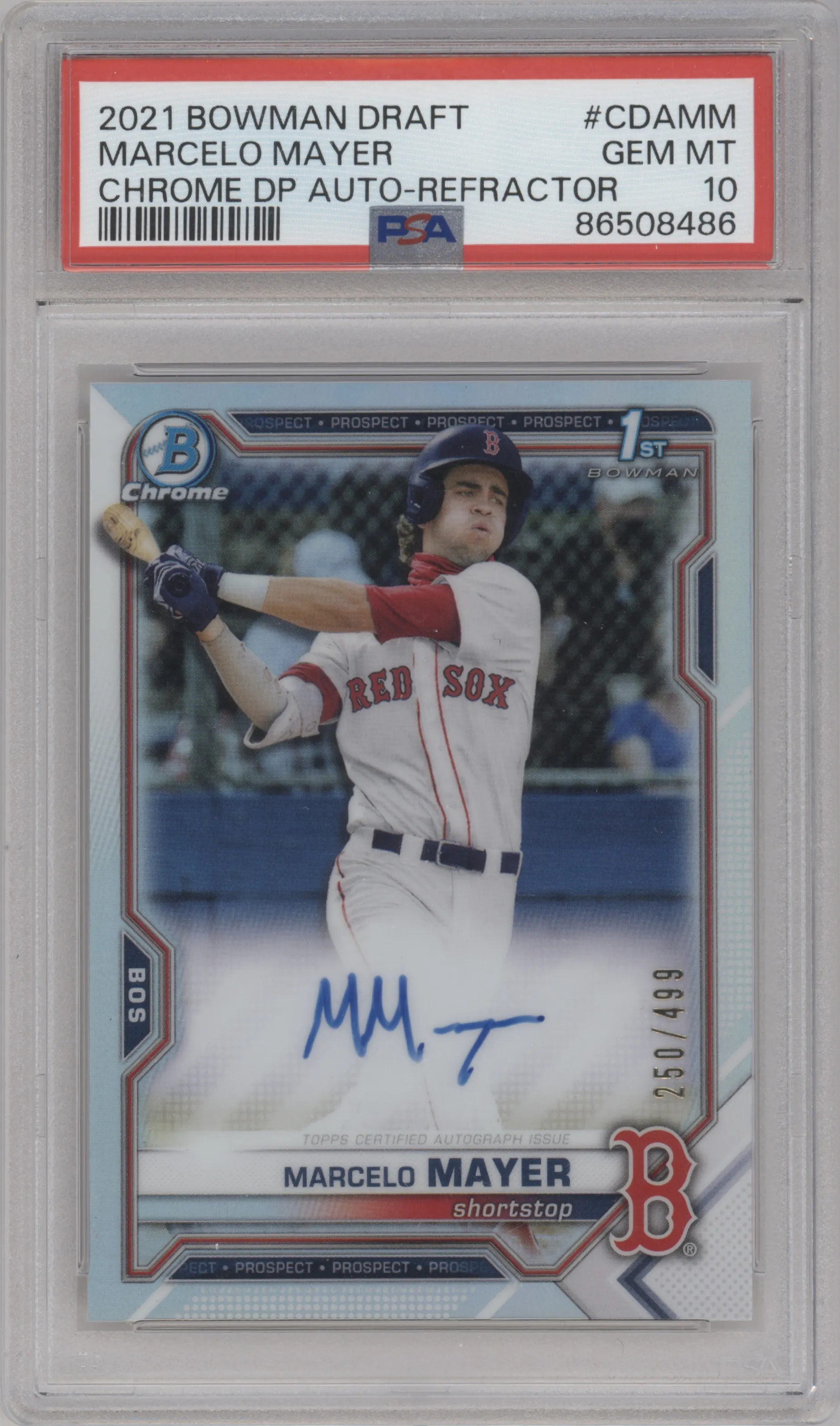 2021 Bowman Draft Chr.DP Auto Marcelo Mayer Refractor PSA 10