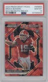 Brock Bowers from the 2024 Panini Prizm Draft Picks set featuring a Red Ice parallel graded by PSA and given an overall grade of 10.