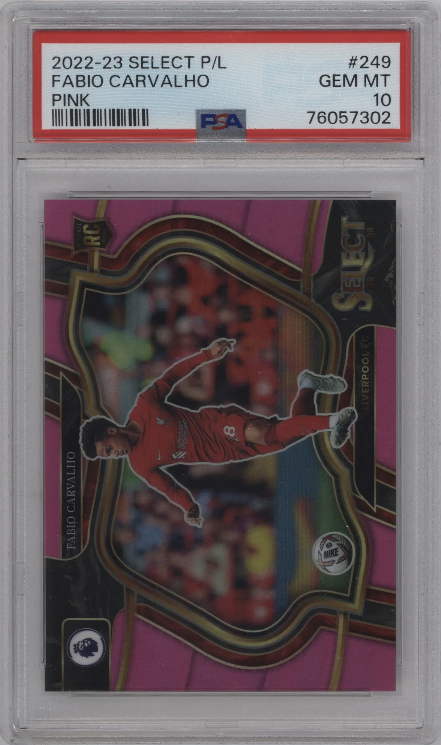 2022 Panini Select Premier League Field Lvl. Fabio Carvalho Pink Prizm PSA 10