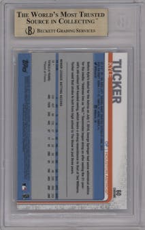 Kyle Tucker from the 2019 Topps Chrome Sapphire Edition set graded by Beckett and given an overall grade of 9.5.