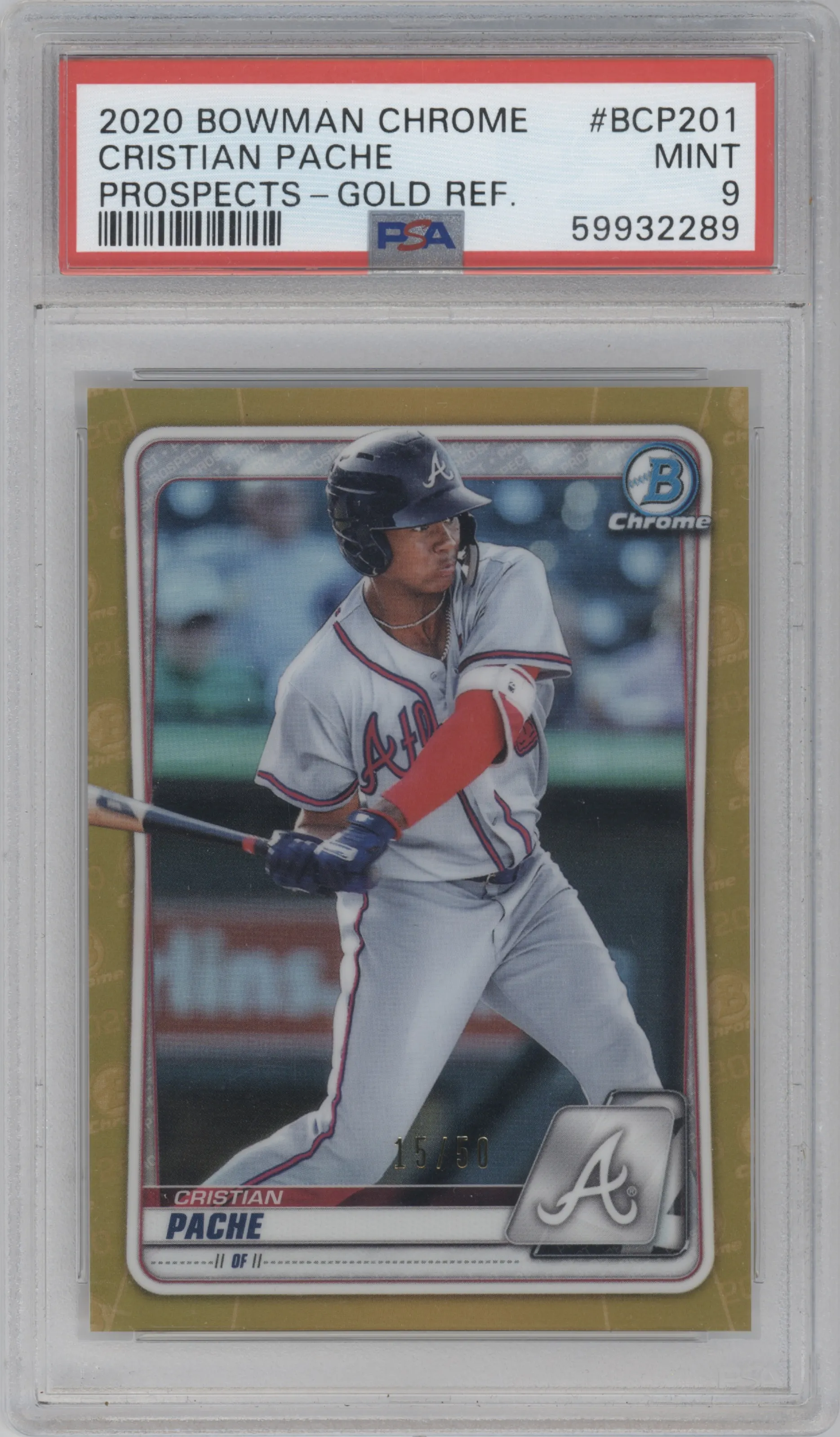 2020 Bowman Chrome Prospects Cristian Pache Gold Refractor #BCP-201 PSA 9