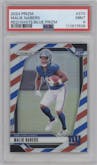 Malik Nabers from the 2024 Panini Prizm set featuring a Red/White/Blue Prizm parallel graded by PSA and given an overall grade of 9.