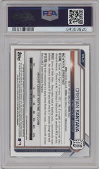 Cristian Santana from the 2021 Bowman Chrome set featuring a Speckle Refractor parallel graded by PSA and given an overall grade of 10.
