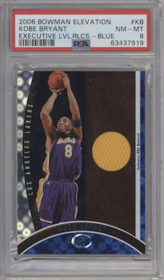 Kobe Bryant  from the 2006-07 Bowman Elevation set featuring a Blue parallel graded by PSA and given an overall grade of 8.