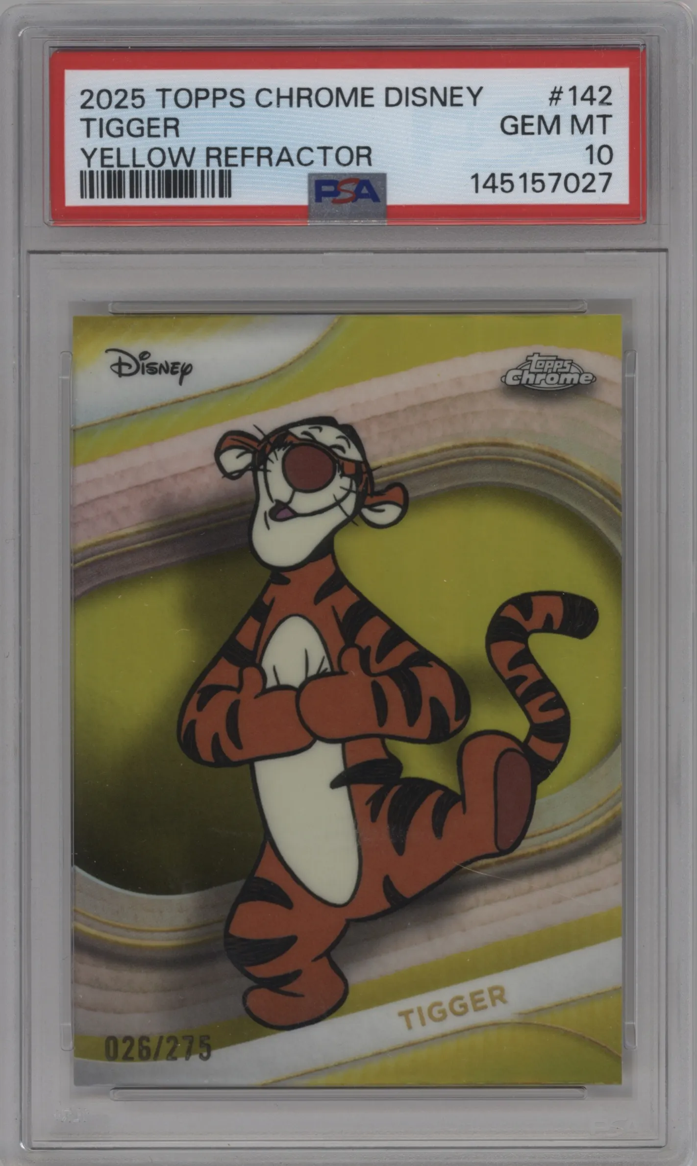 2025 Topps Chrome Disney Tigger Yellow #142 PSA 10