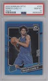 Dereck Lively II from the 2023-24 Donruss Optic set featuring a Aqua parallel graded by PSA and given an overall grade of 10.