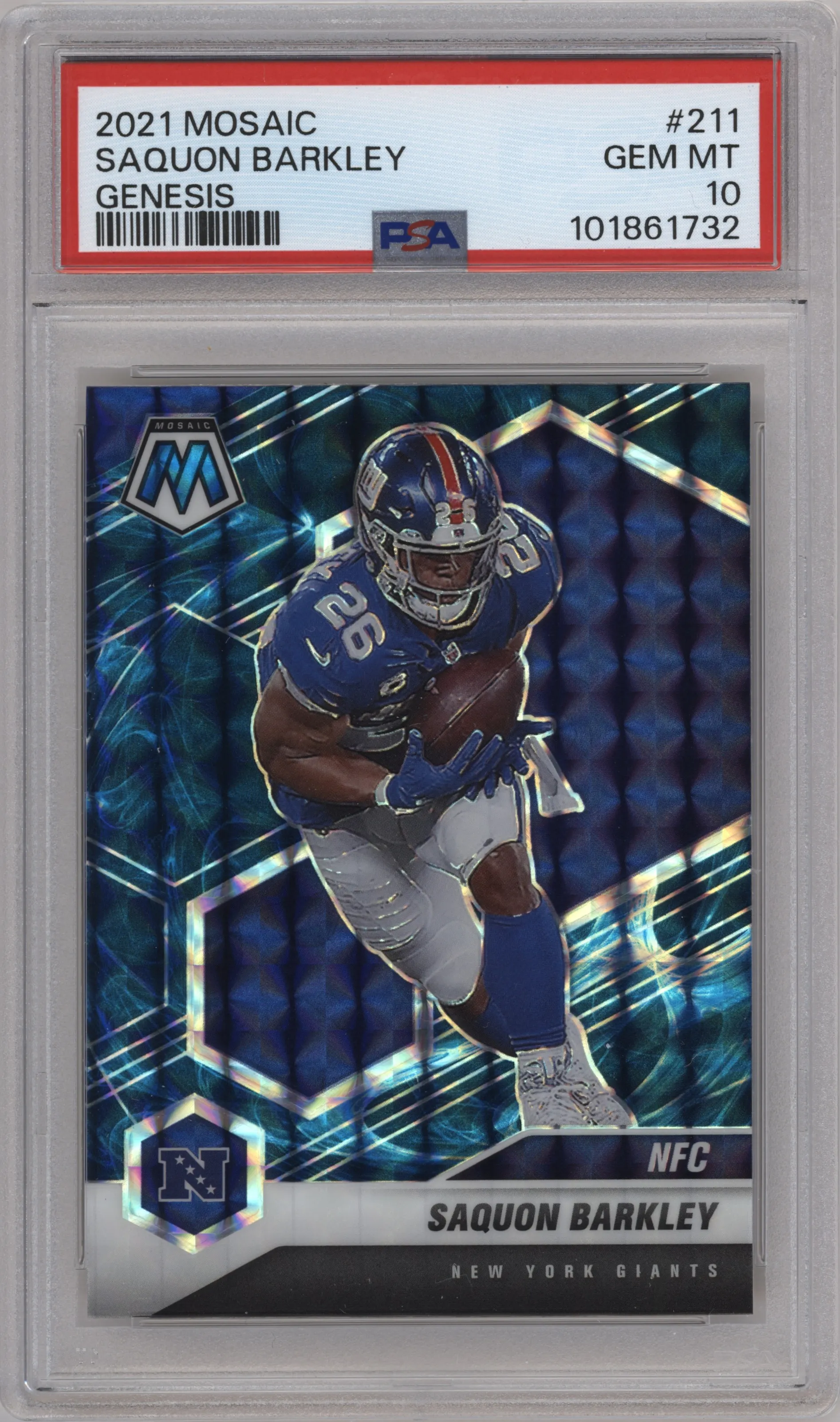 2021 Panini Mosaic Saquon Barkley Genesis #211 PSA 10