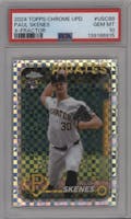 Paul Skenes from the 2024 Topps Chrome Update set featuring a X-Fractor parallel graded by PSA and given an overall grade of 10.