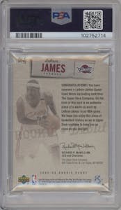 LeBron James from the 2005-06 UD Rookie Debut set graded by PSA and given an overall grade of 9.