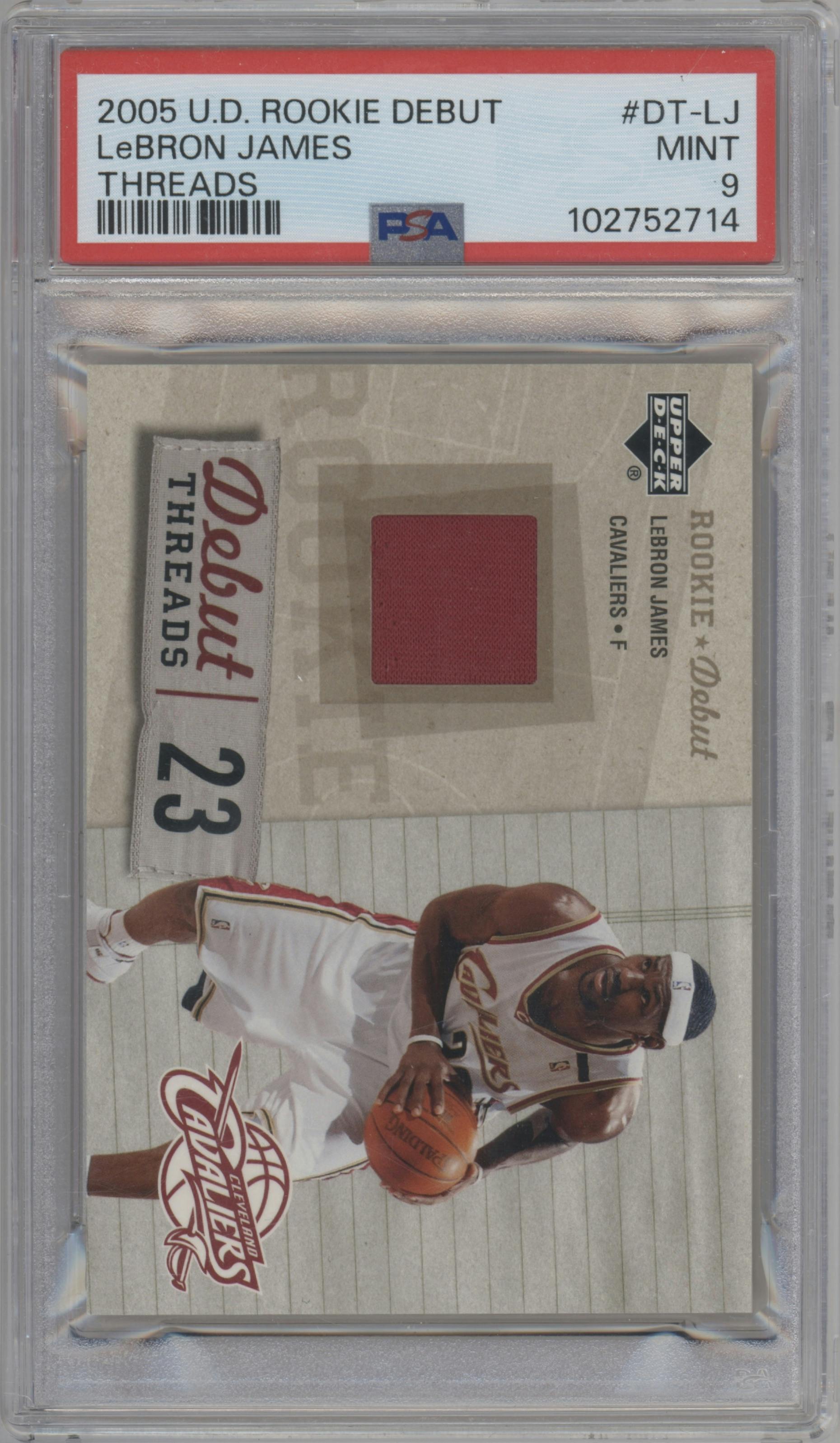LeBron James from the 2005-06 UD Rookie Debut set graded by PSA and given an overall grade of 9.