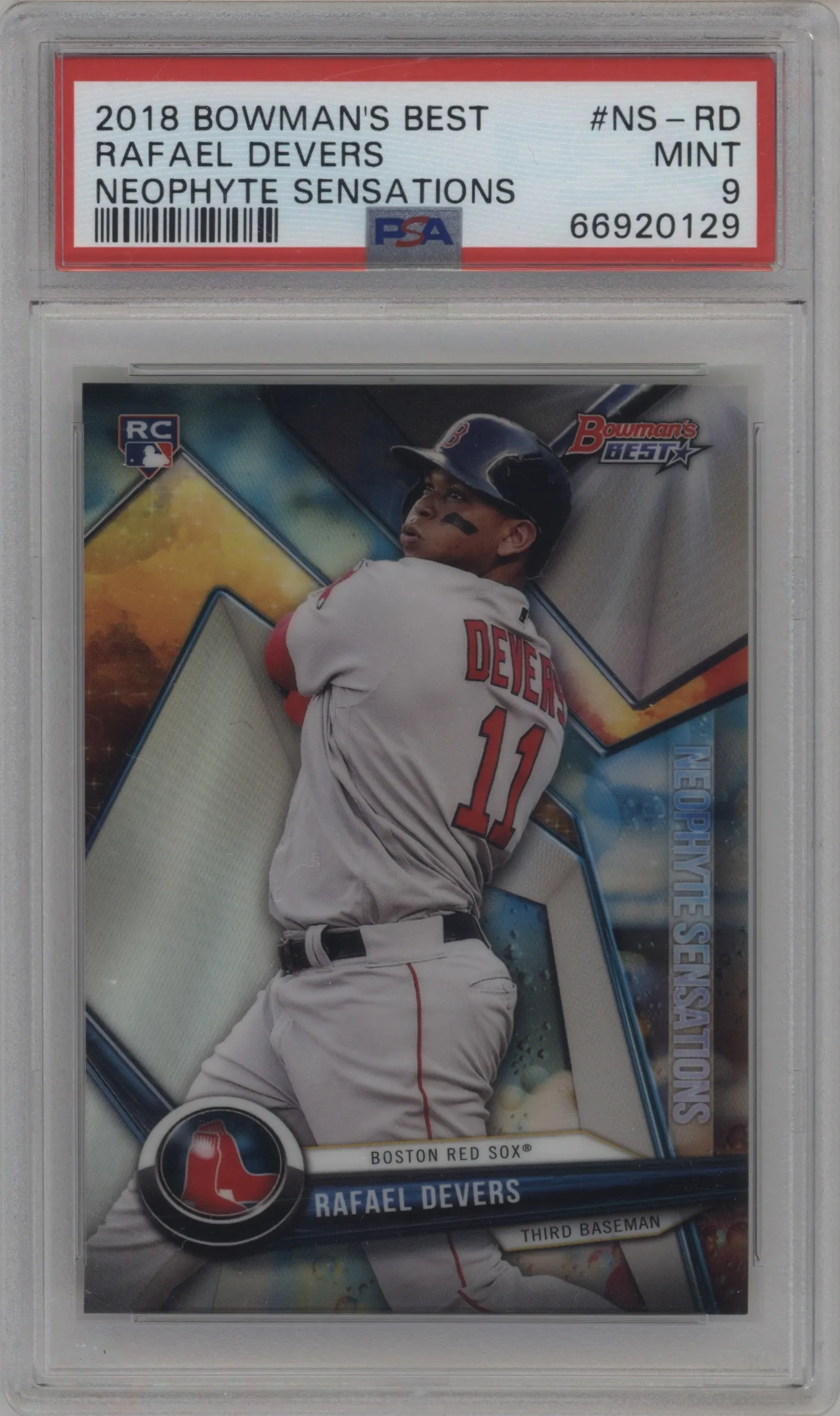 2018 Bowman’s Best Neophyte Sensations Rafael Devers #NS-RD PSA 9