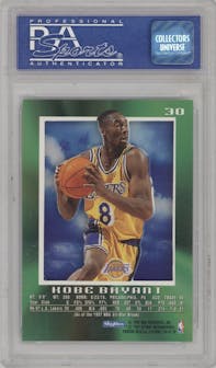 Kobe Bryant from the 1996-97 Skybox E-X2000 set graded by PSA and given an overall grade of 9.