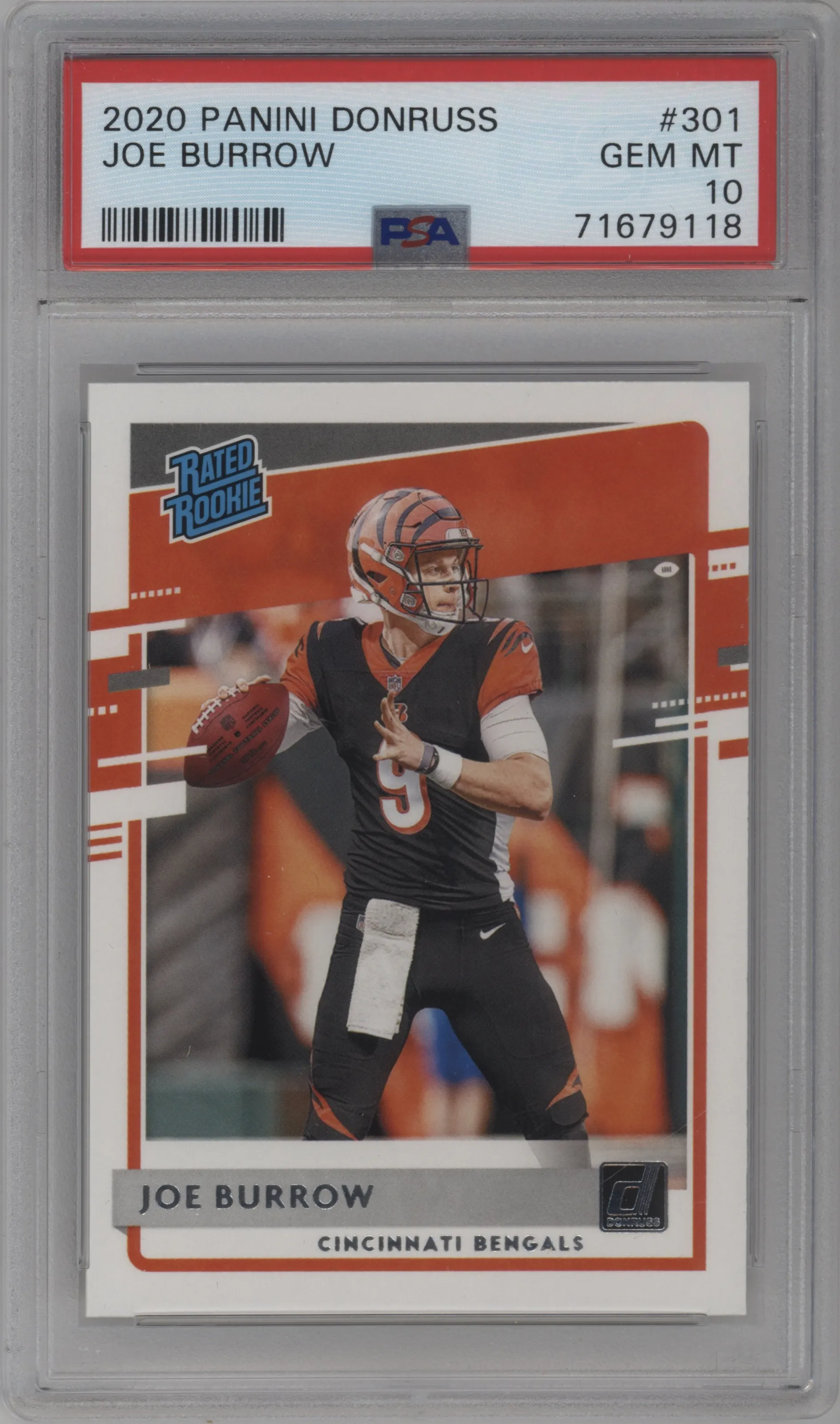2020 Panini Donruss Rated Rookie Joe Burrow PSA 10