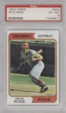 Pete Rose from the 1974 Topps set graded by PSA and given an overall grade of 6.