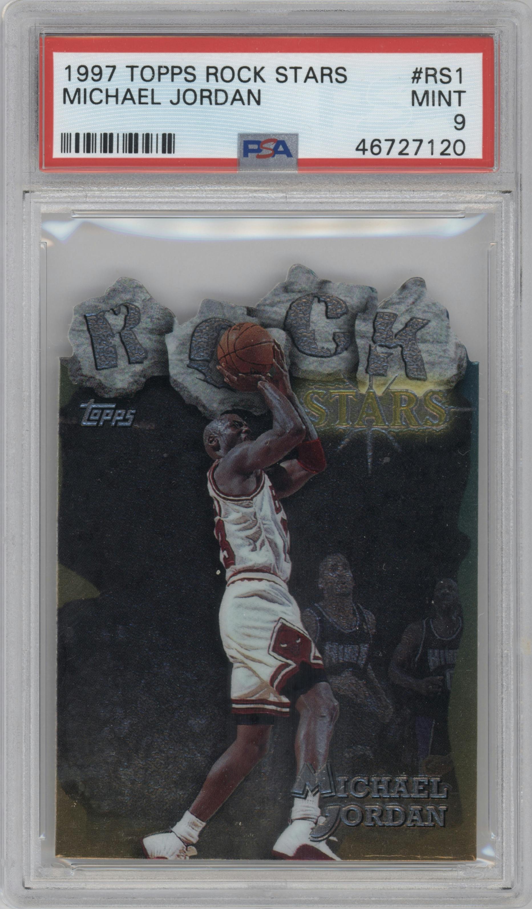 Michael Jordan from the 1997-98 Topps  set graded by PSA and given an overall grade of 9.