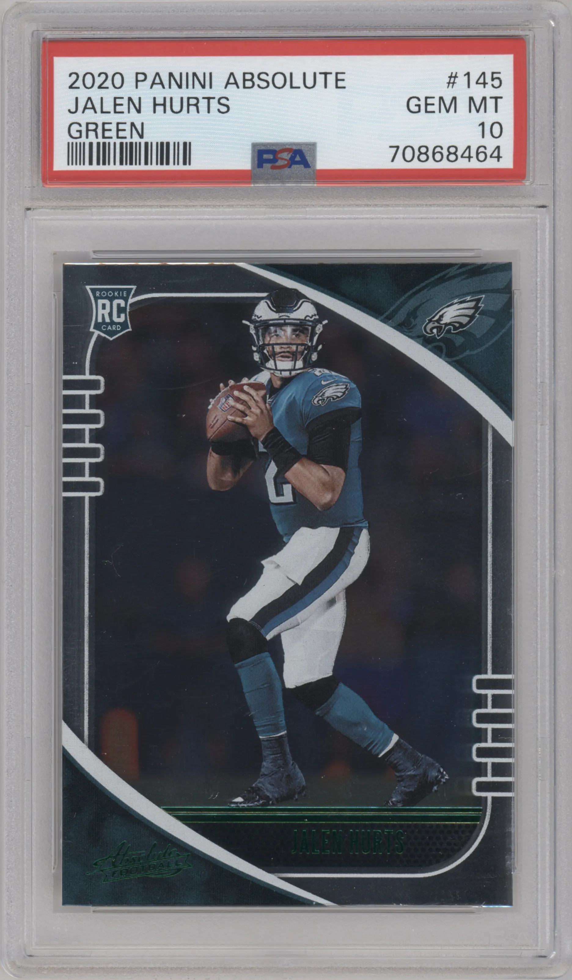 2020 Panini Absolute Jalen Hurts Green PSA 10