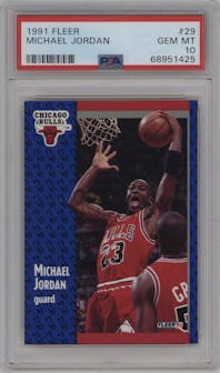 Michael Jordan from the 1991-92 Fleer set graded by PSA and given an overall grade of 10.