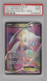 Mew EX from the 2012 Pokemon B&W set graded by PSA and given an overall grade of 9.