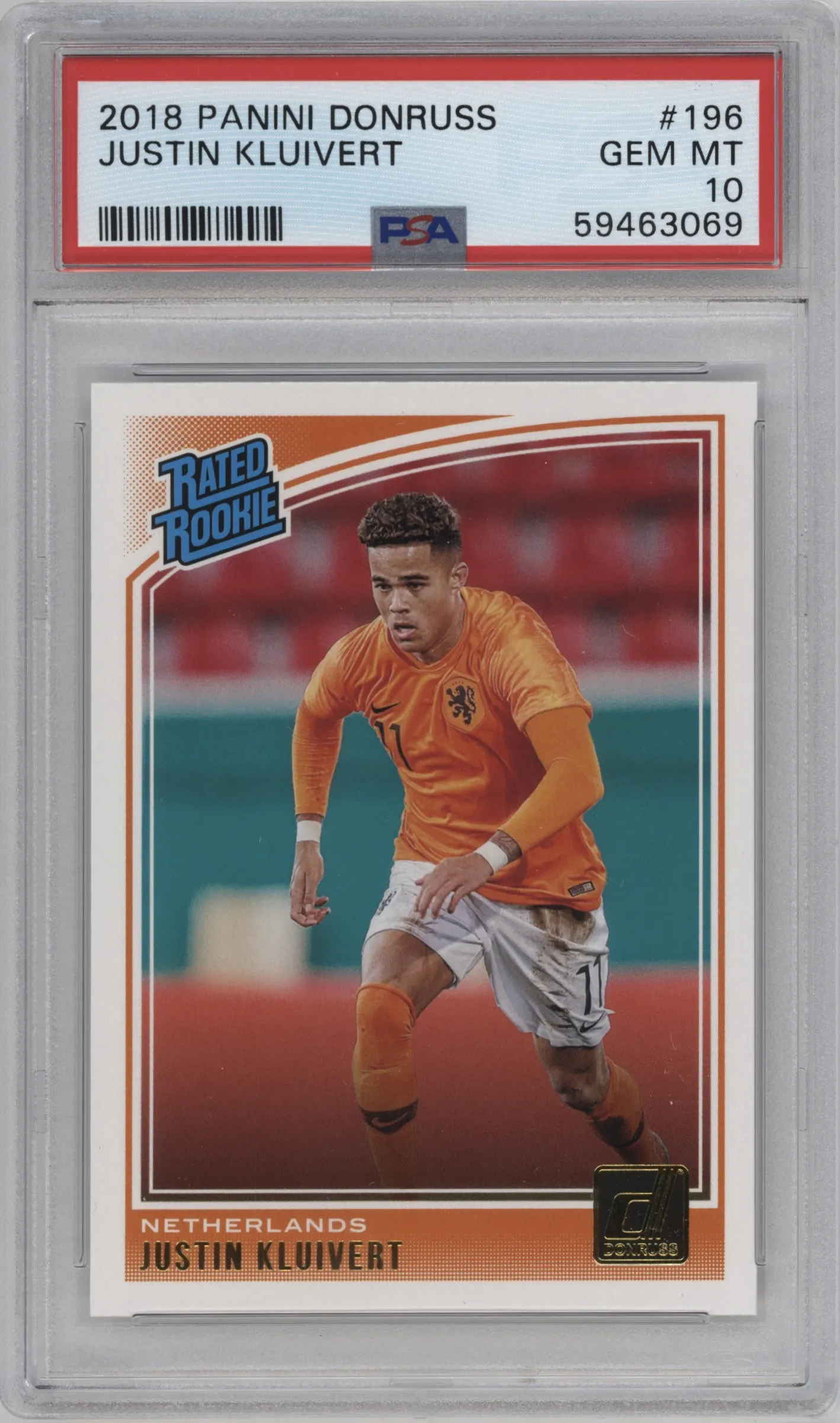 2018 Panini Donruss Rated Rookie Justin Kluivert PSA 10