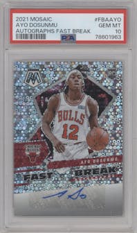 Ayo Dosunmu from the 2021-22 Panini Mosaic  set graded by PSA and given an overall grade of 10.