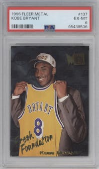 Kobe Bryant from the 1996-97 Fleer Metal  set graded by PSA and given an overall grade of 6.