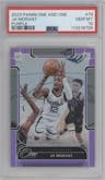 Ja Morant from the 2023-24 Panini One and One set featuring a Purple parallel graded by PSA and given an overall grade of 10.