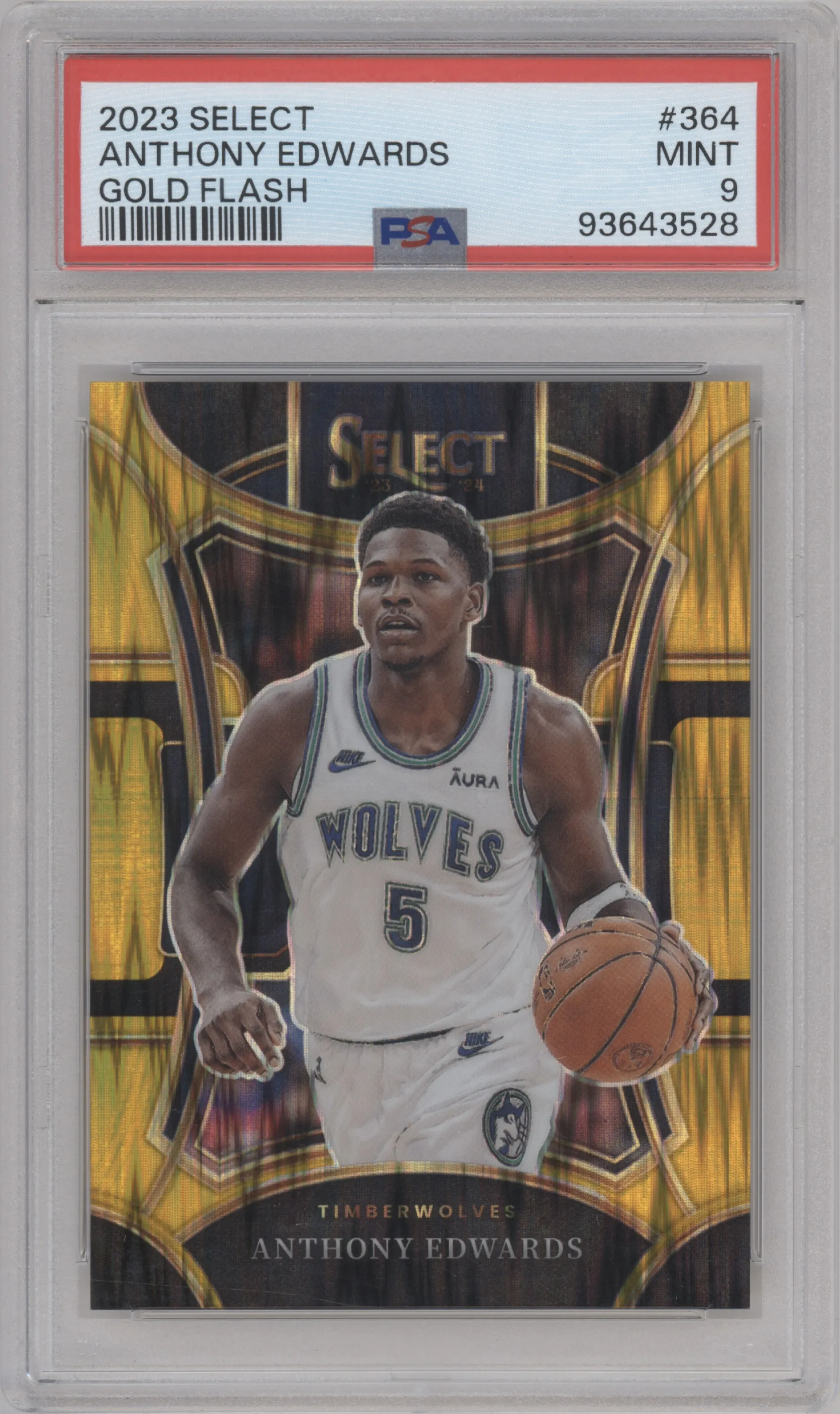 2023 Panini Select Mezzanine Anthony Edwards Gold Flash #364 PSA 9
