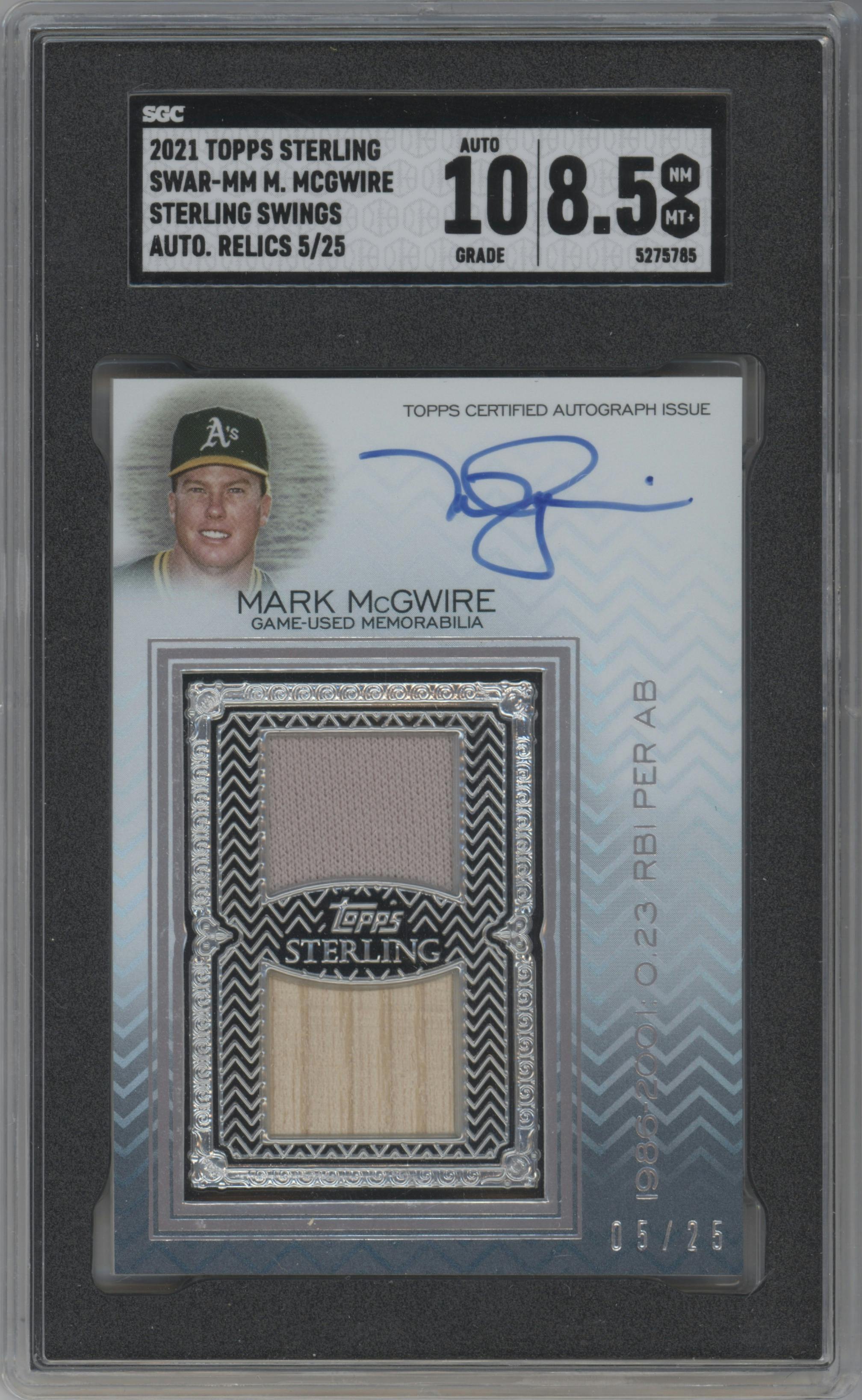 Mark McGwire from the 2021 Topps Sterling set graded by SGC and given an overall grade of 8.5.