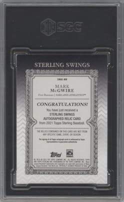 Mark McGwire from the 2021 Topps Sterling set graded by SGC and given an overall grade of 8.5.