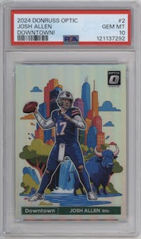 Josh Allen from the 2024 Donruss Optic set graded by PSA and given an overall grade of 10.
