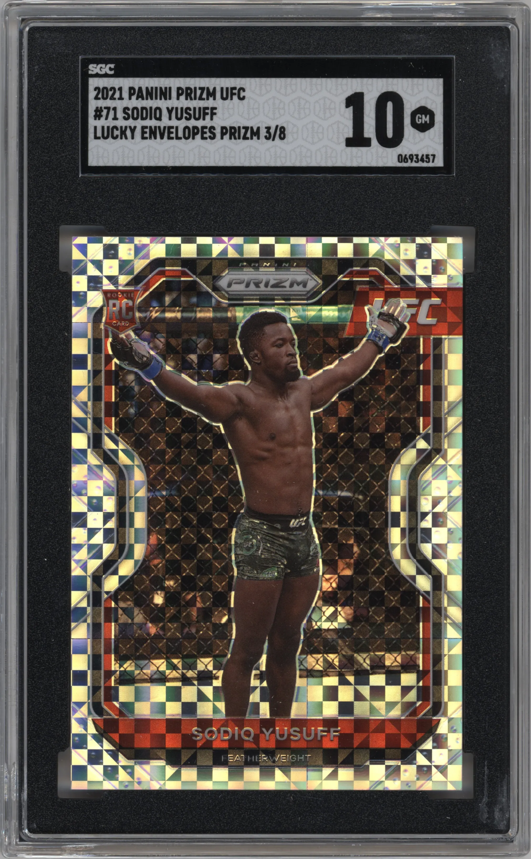 2021 Panini Prizm UFC Sodiq Yusuff Lucky Envelopes Prizm #71 SGC 10