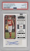  George Karlaftis from the 2022 Panini Contenders set graded by PSA and given an overall grade of 10.